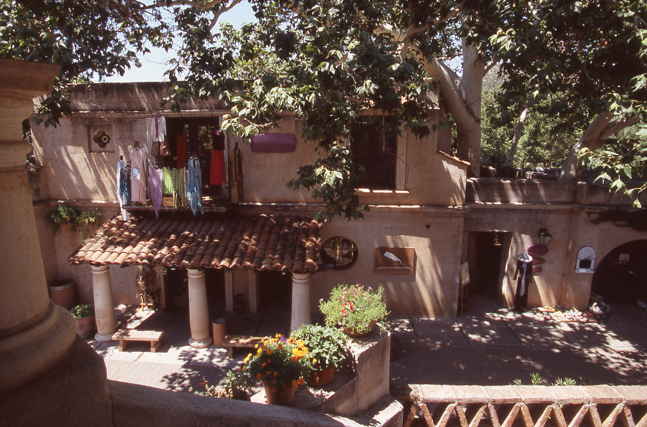 Spanish-style adobe architecture in Tlaquepaque Village Sedona Arizona